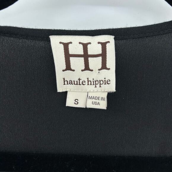 Haute Hippie Back Cut-out Maxi Dress Black Front Slit Rocker Women’s Size Small - Picture 7 of 11